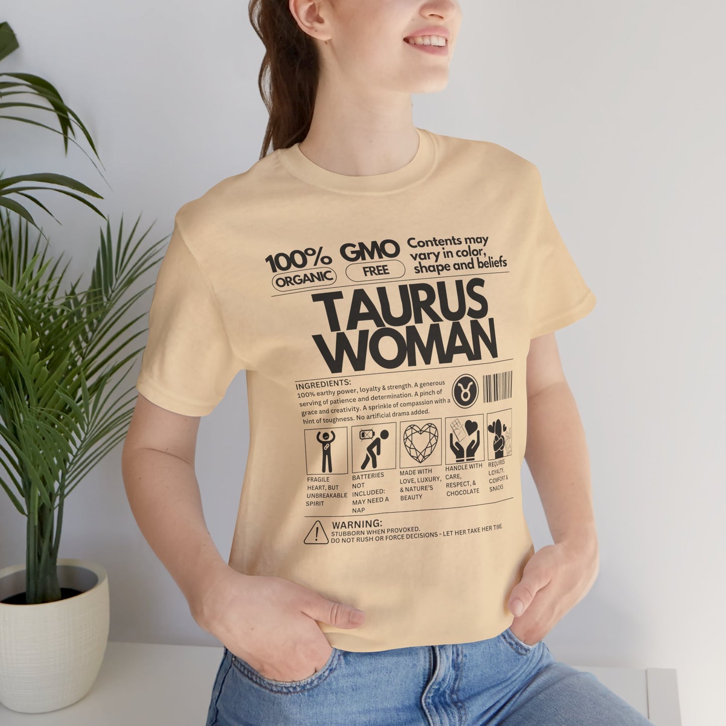 Taurus Woman Shirt – Zodiac Traits Design | Unique Astrology Tee (Front Design Only - Black Text)